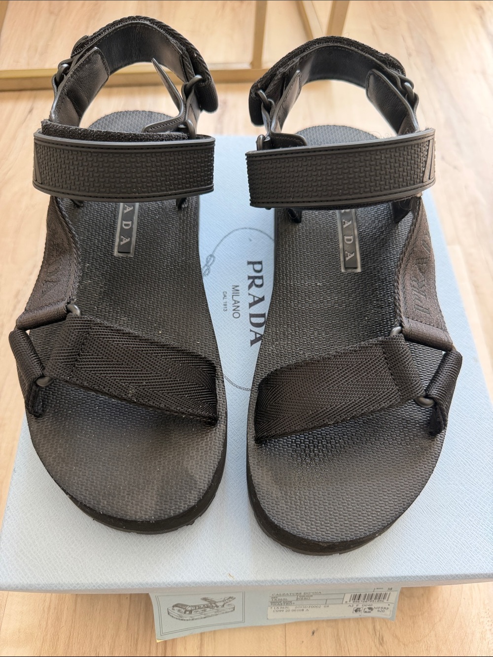 Prada Kids Black Strappy Sport Sandals